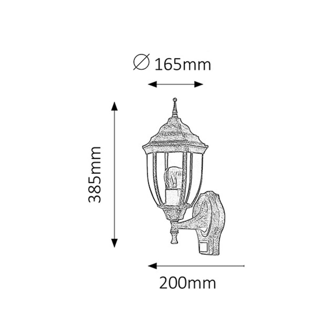 Rabalux-Wandleuchte, für den Außenbereich, mit Bewegungsmelder, IP43, E27, max. 60 W, Antikgold, Nizza, 4 Stück