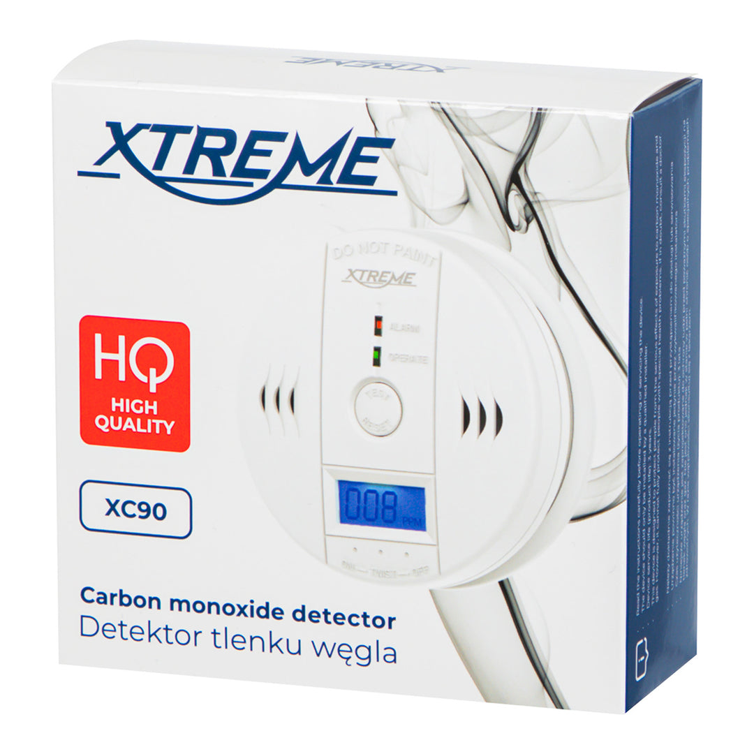 Xtreme XC90 LCD-Kohlenmonoxidmelder, Farbe: Weiß, 3xAA-Batterien, lauter akustischer Alarm und rote LED, kompakte Größe, Betriebsdauer bis zu 7 Jahren, 50-636#