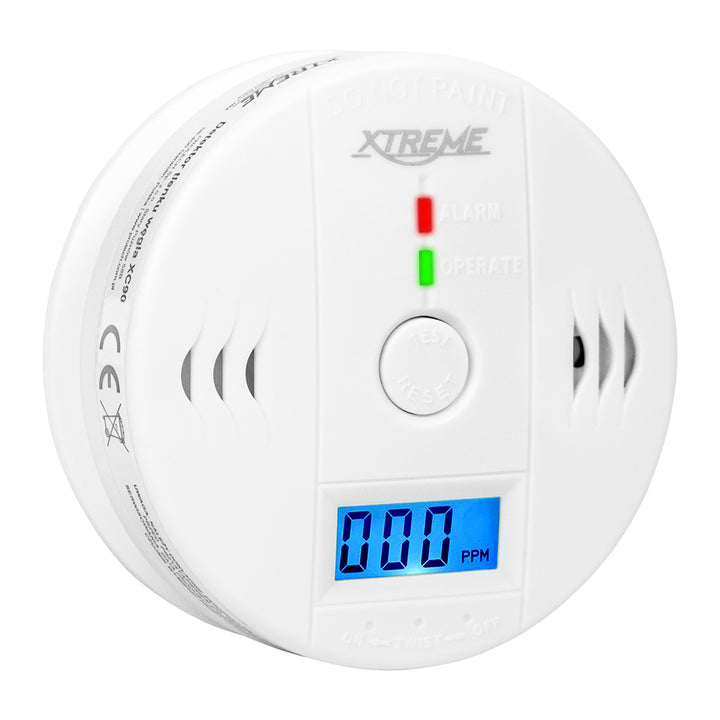 Xtreme XC90 LCD-Kohlenmonoxidmelder, Farbe: Weiß, 3xAA-Batterien, lauter akustischer Alarm und rote LED, kompakte Größe, Betriebsdauer bis zu 7 Jahren, 50-636#