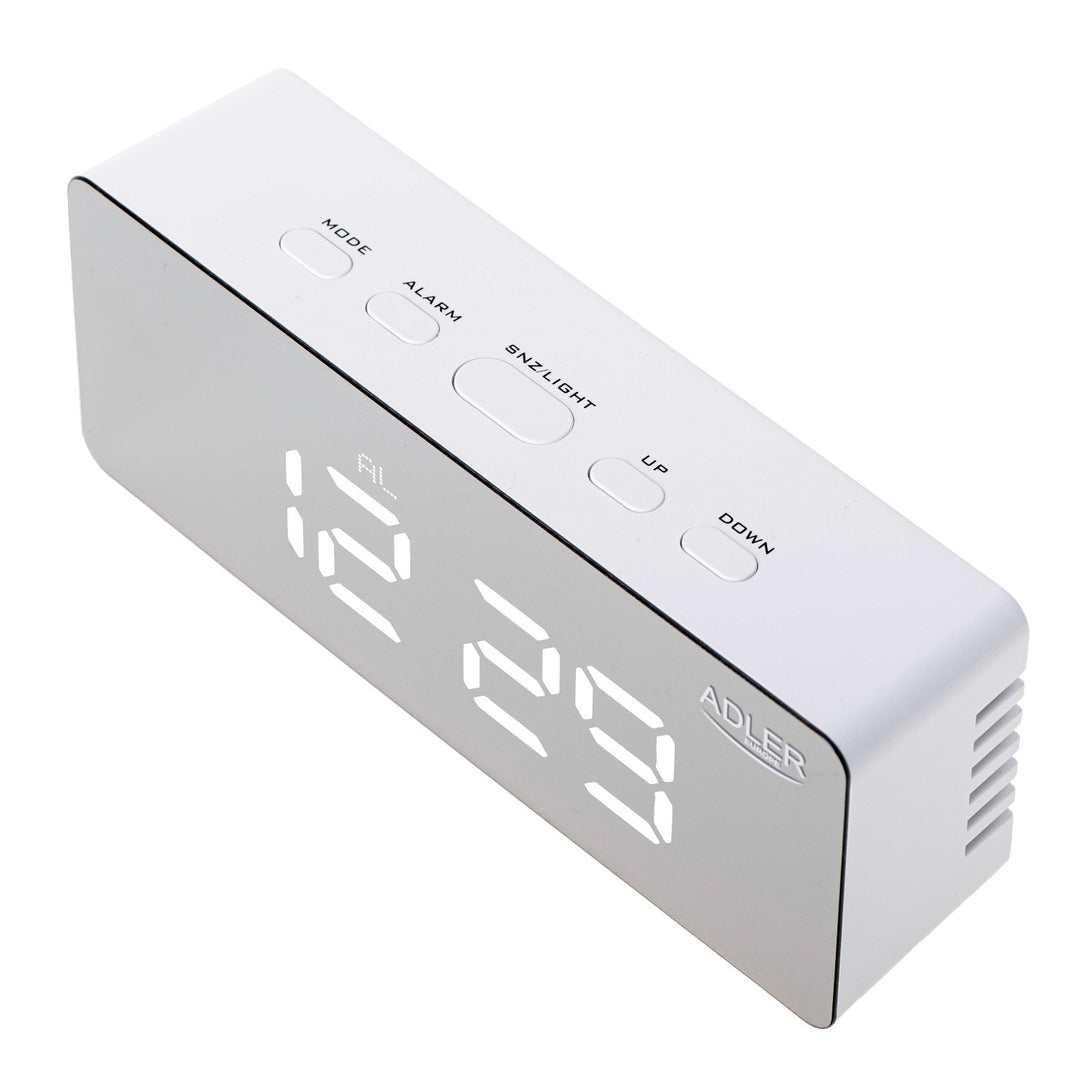 Wecker mit LED-Display und Thermometer Adler AD 1189 W + 3x AAA-Alkalibatterien von Varta Industrial