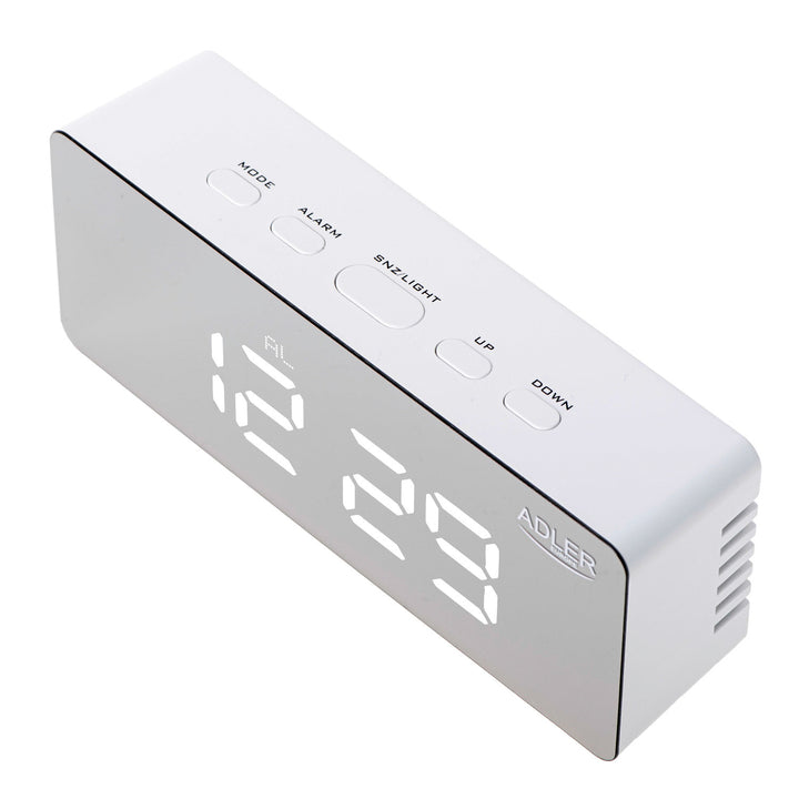 Wecker mit LED-Display und Thermometer Adler AD 1189 W + 3x AAA-Alkalibatterien von Varta Industrial
