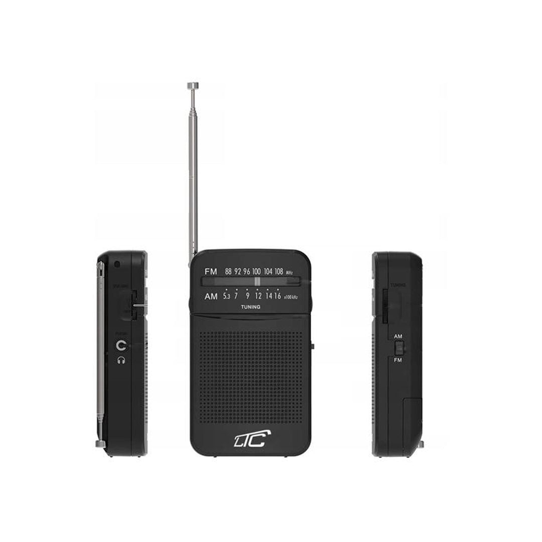 LEGA-Taschenradio LXLTC2029C mit AM/FM/AUX, Batteriebetrieb LTC + 2x AA-Alkalibatterien von Varta Industrial