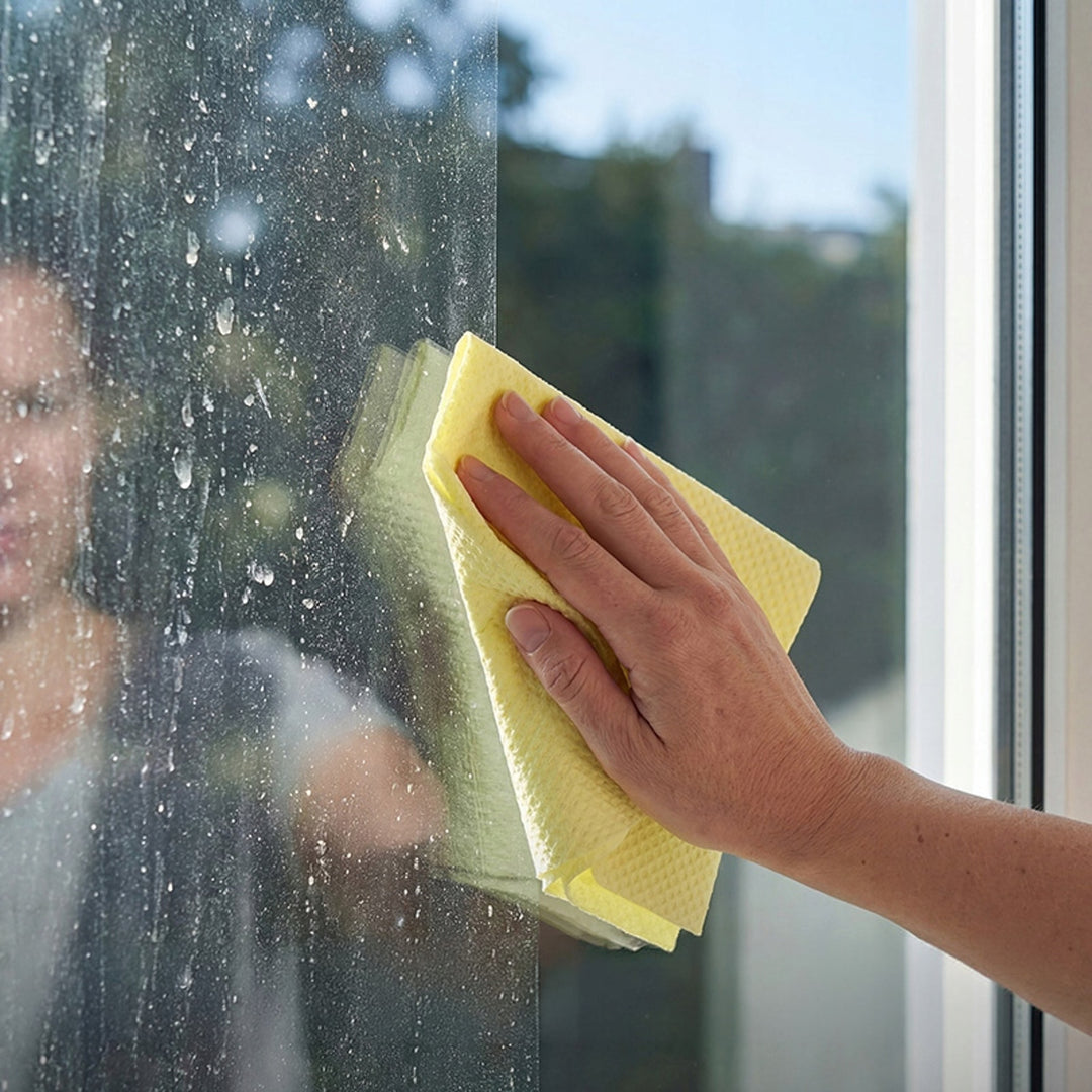Vileda Actifibre Pro-Tuch für Glas und Fenster, maschinenwaschbar, PVA-Beschichtung, streifen- und tropfenfrei, reinigt nur mit Wasser, 183298, 2 Stück