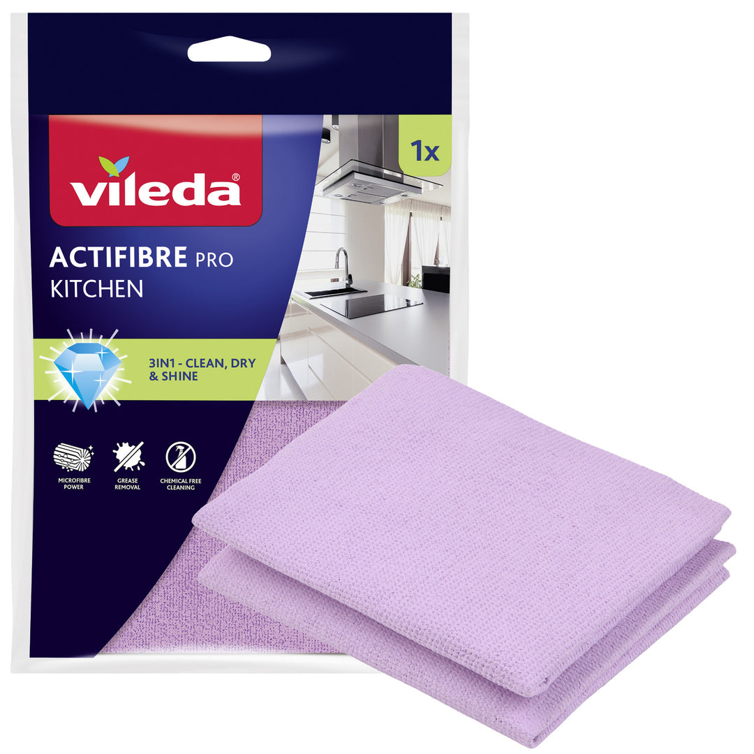 Vileda Actifibre Pro Küchentuch aus Mikrofaser, mit PVA-Beschichtung, waschbar bis 60 °C, 183303, 2 Stück