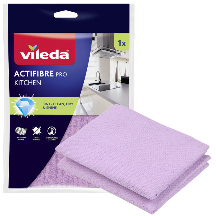 Vileda Actifibre Pro Küchentuch aus Mikrofaser, mit PVA-Beschichtung, waschbar bis 60 °C, 183303, 2 Stück