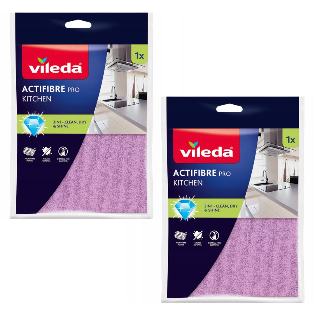 Vileda Actifibre Pro Küchentuch aus Mikrofaser, mit PVA-Beschichtung, waschbar bis 60 °C, 183303, 2 Stück