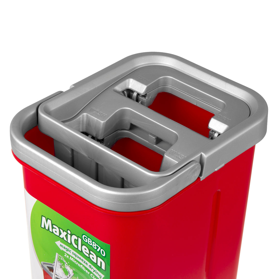 GreenBlue-Flachmopp mit Eimer und Auswringvorrichtung, zwei HQ-Mikrofaser-Einlagen, Fassungsvermögen 5,7 l, MaxiClean GB870 + Vileda Actifibre Pro-Tuch