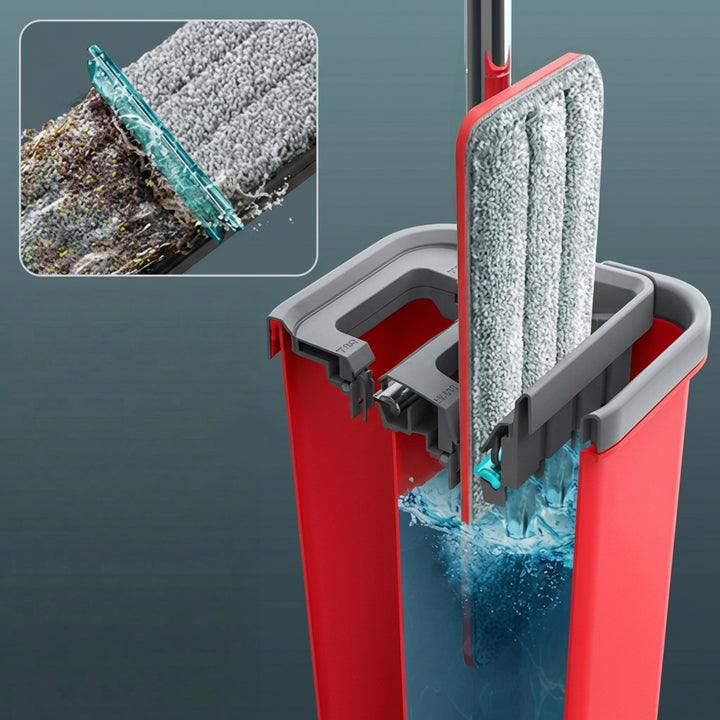 GreenBlue-Flachmopp mit Eimer und Auswringvorrichtung, zwei HQ-Mikrofaser-Einlagen, Fassungsvermögen 5,7 l, MaxiClean GB870 + Vileda Actifibre Pro-Tuch