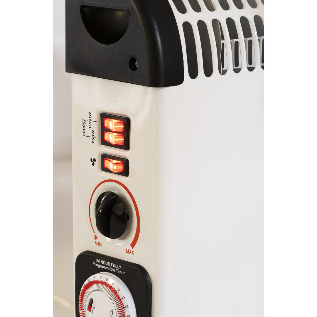 Konvektorheizung, elektrisch, mit Thermostat, 2000 W, 24-Stunden-Timer, weiß, Kabel 150 cm, Mesko, MS 7741W