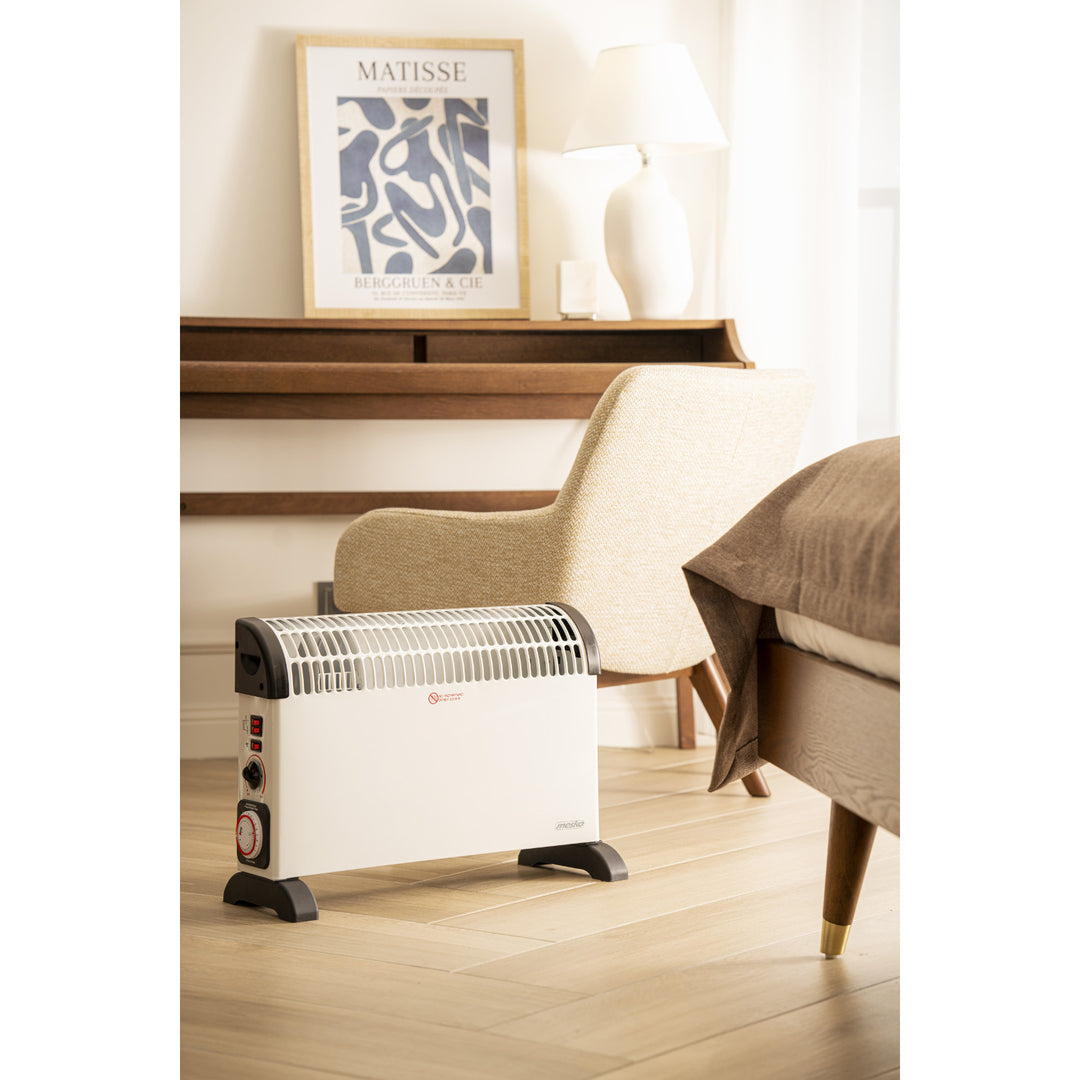 Konvektorheizung, elektrisch, mit Thermostat, 2000 W, 24-Stunden-Timer, weiß, Kabel 150 cm, Mesko, MS 7741W