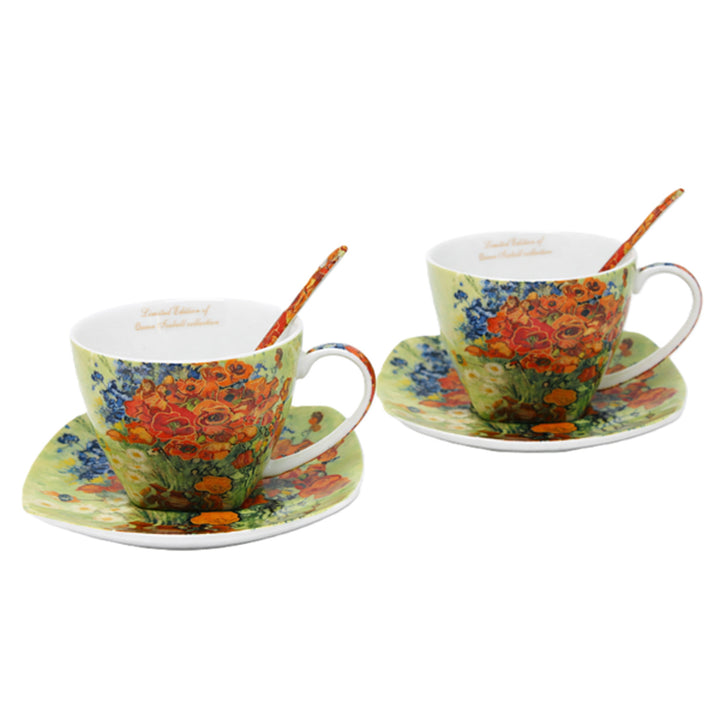 Porzellantassen „Van Gogh Mohnblumen“, 2 × 250 ml, 2er-Set, Queen Isabell