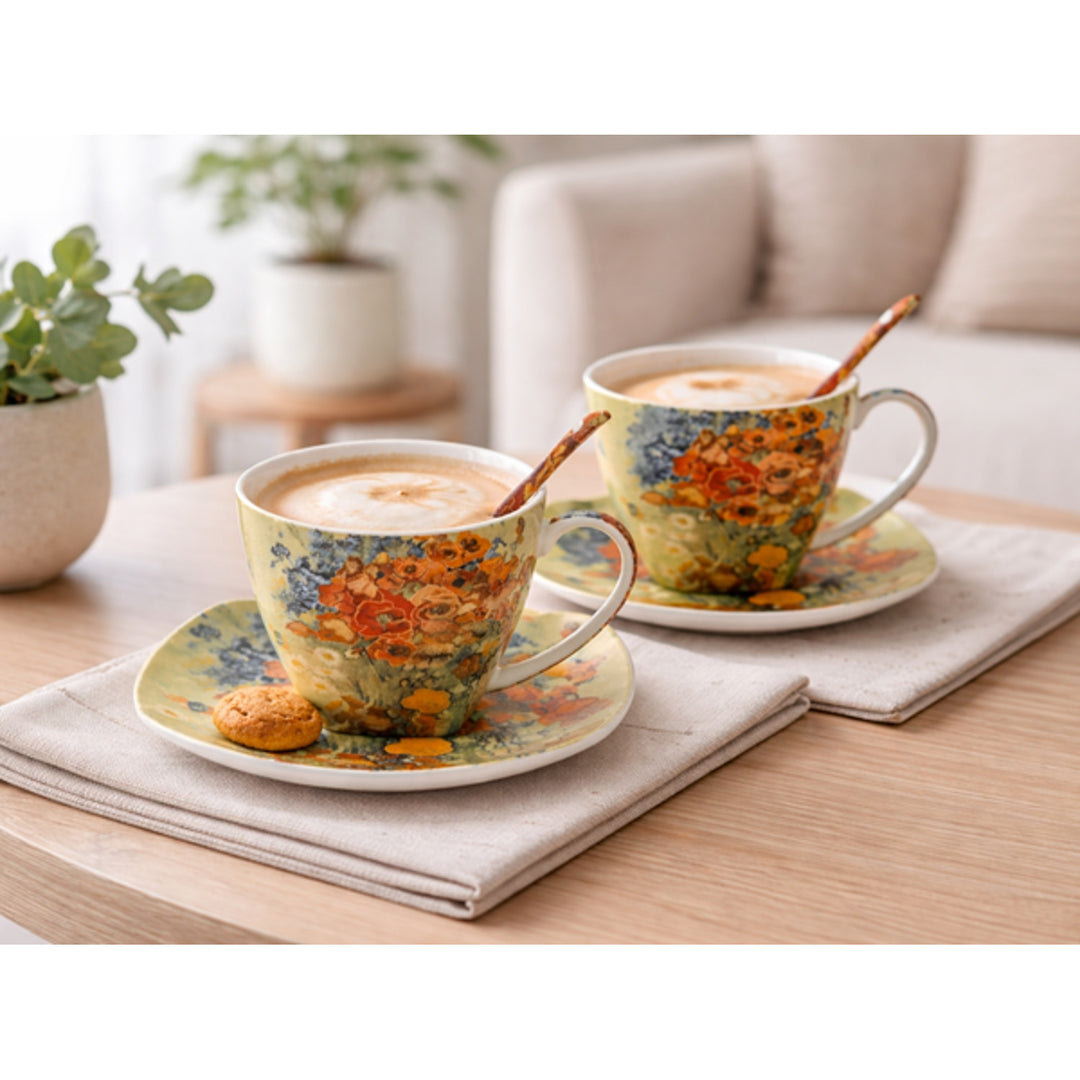 Porzellantassen „Van Gogh Mohnblumen“, 2 × 250 ml, 2er-Set, Queen Isabell