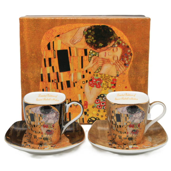 Porzellan-Espressotassen „Klimt – Der Kuss“, 2 x 100 ml, Queen Isabell