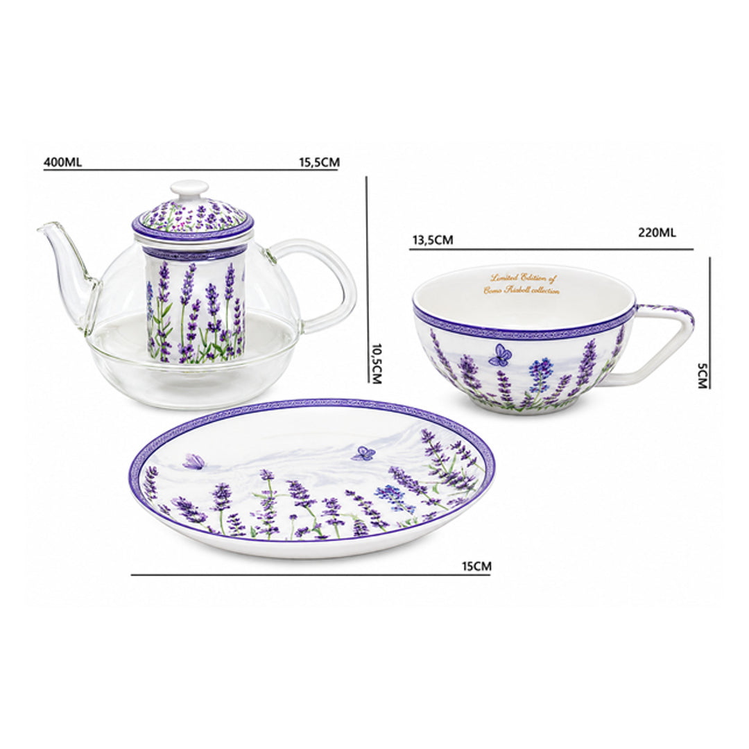 Teeservice „Lavendel“, Tasse und Kanne (Tea for One) von Queen Isabell
