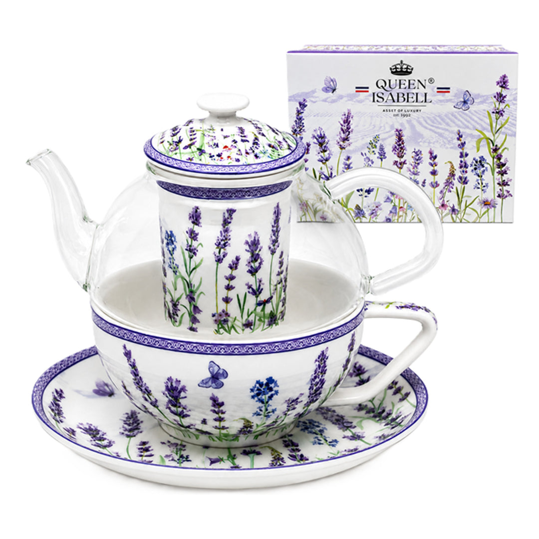 Teeservice „Lavendel“, Tasse und Kanne (Tea for One) von Queen Isabell