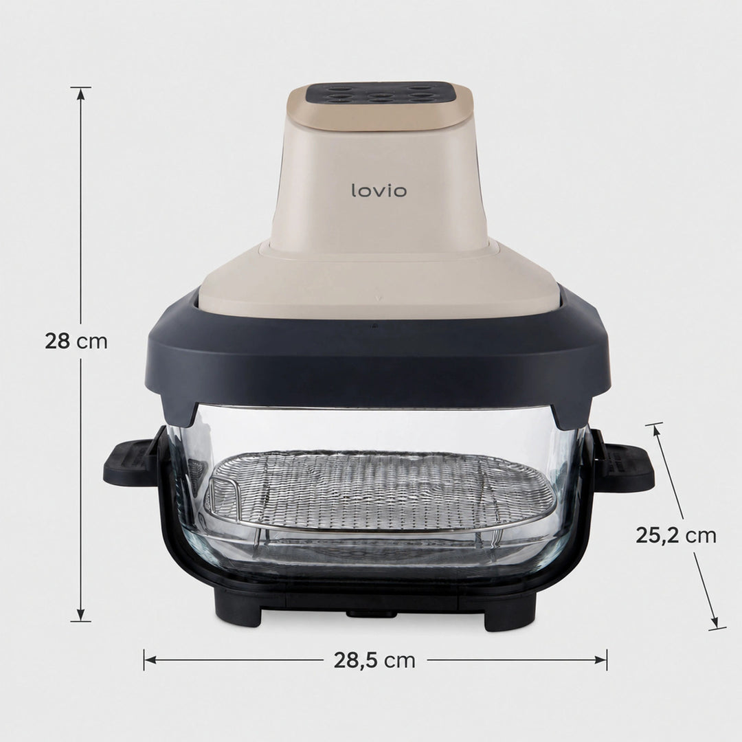Fettfreie Heißluftfritteuse LOVIO PureFry Ultra Crisp LVAF003BE 4 l + 1,5 l, 1550 W, beige, mit Glasbehältern