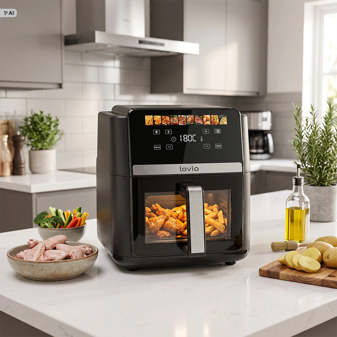 Ölfreie Heißluftfritteuse LOVIO DualHeat XXL Ceramic LVAF004BK 9 l, 2000 W, schwarz