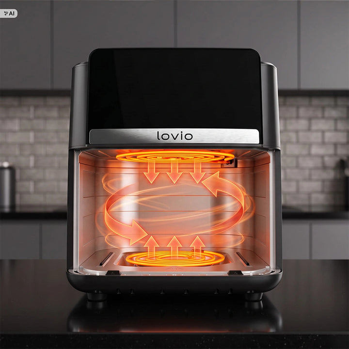 Ölfreie Heißluftfritteuse LOVIO DualHeat XXL Ceramic LVAF004BK 9 l, 2000 W, schwarz