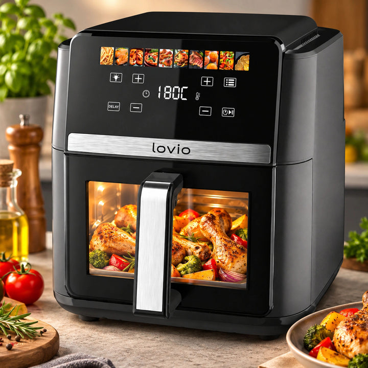 Ölfreie Heißluftfritteuse LOVIO DualHeat XXL Ceramic LVAF004BK 9 l, 2000 W, schwarz