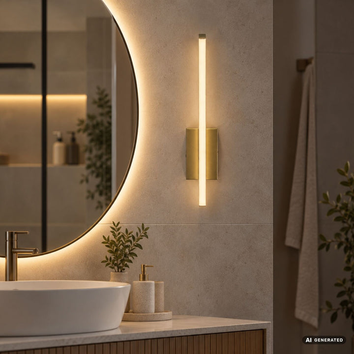 Innenwandleuchte Tilmann, goldfarben, LED 10 W, 550 lm, 4000 K, H 36 cm, IP44, Touch-Bedienung, 75089