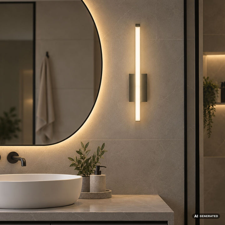 Innenwandleuchte Tilmann, Gunmetal, LED 10 W, 550 lm, 4000 K, H 36 cm, IP44, Touch-Bedienung, 75000