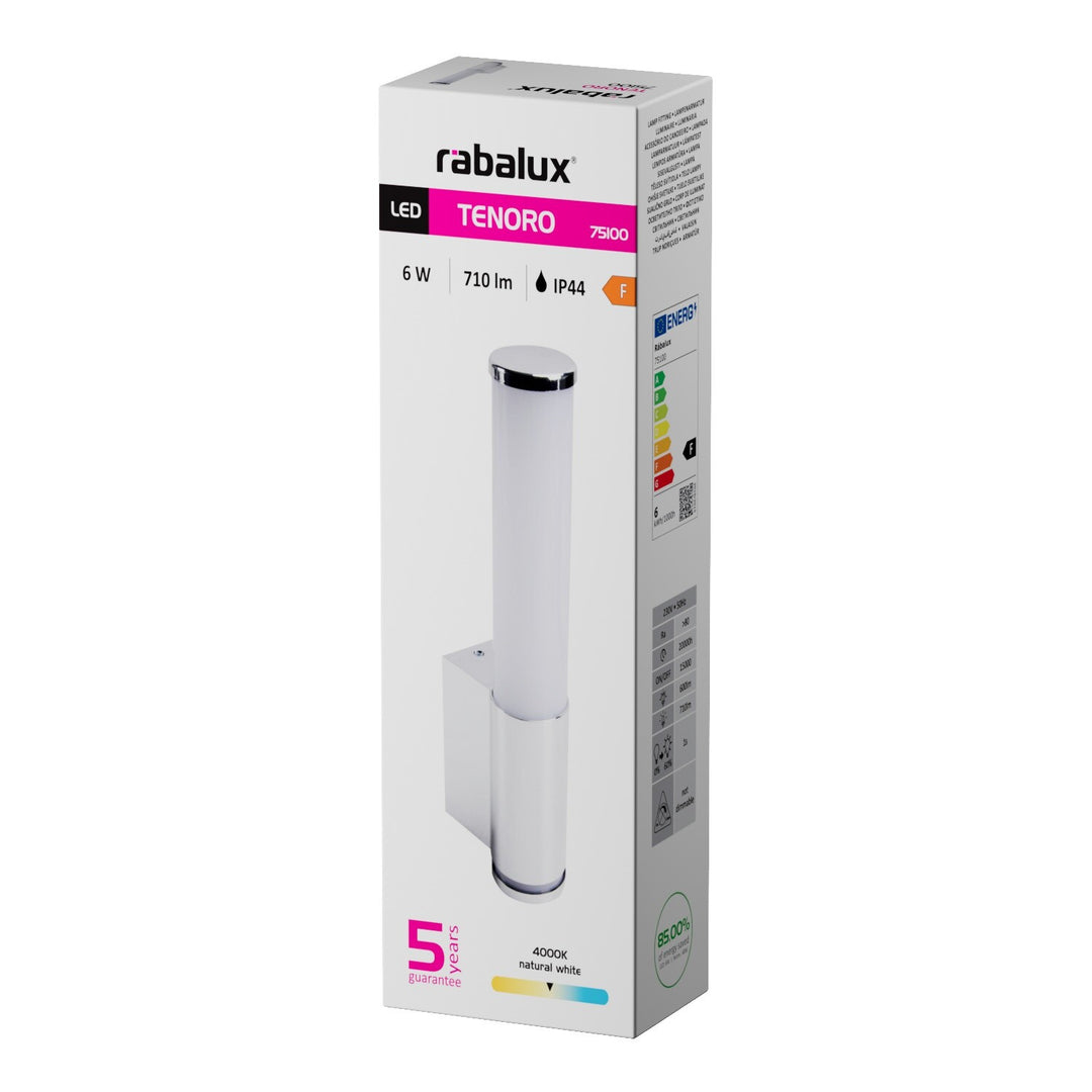 Innenwandleuchte Tenero, LED 6 W, 4000 K, 600 lm, H 29 cm, Chrom, IP44, 75100