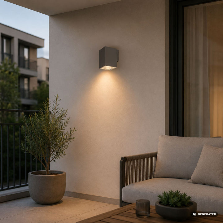 Außenwandleuchte, Urfa, LED 9 W, 900 lm, Farbtemperatur 2700, 4000, 6500 K, H 11,5 cm, IP65, grau-beige, 77216