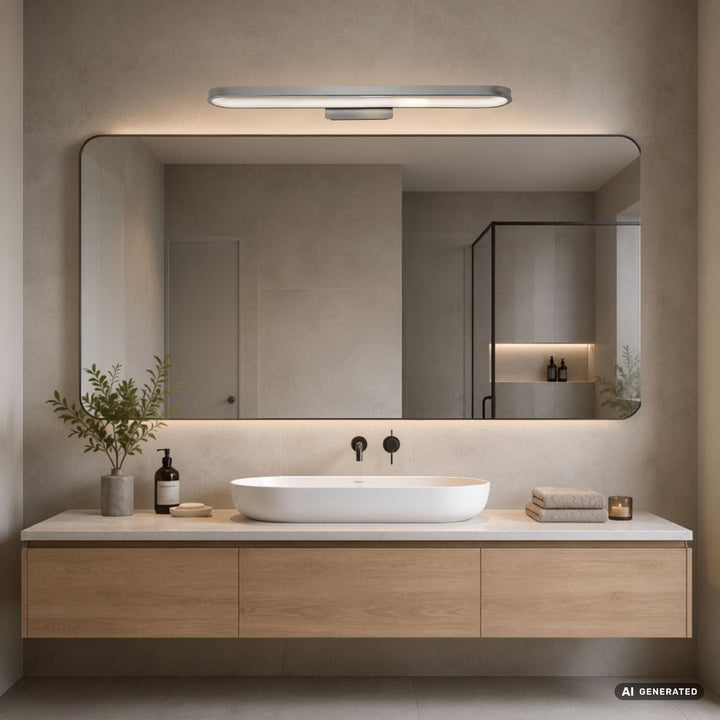 Badezimmer-Wandleuchte, Odran, LED 18 W, 1350 lm, 4000 K, L 60 cm, Gunmetal, IP44, 75115