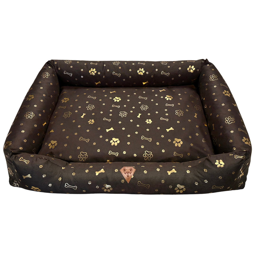 Hundebett, 100 x 75, wasserfest, goldene Knochen, zerlegbar, Dogs4life