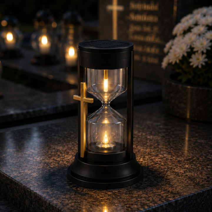 Solar-Grabkerze, „Sanduhr der Ewigkeit“, LED 0,08 W, Betriebsdauer 20.000 Stunden, maximale Leuchtkraft 3 lm, 77199, Znicz-lux, 4 Stück