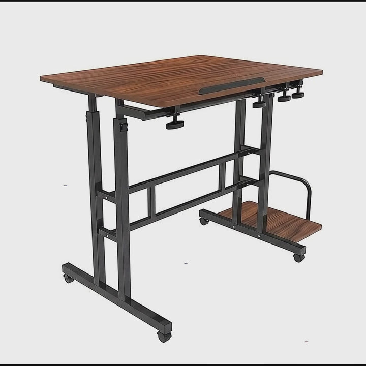 Maclean mobiler Laptop-Tisch, schwarz, Platte 80x60cm, 50kg max, Höhenverstellung 67-115 cm, MC-124 B