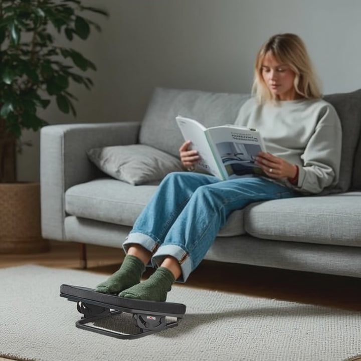 Ergonomische Fußstütze mit Abnehmbarem Kissen und verstellbarem Neigungswinkel von +20 bis -20° Schreibtisch Fußauflage Fußbank für Büro und Zuhause 400x300mm