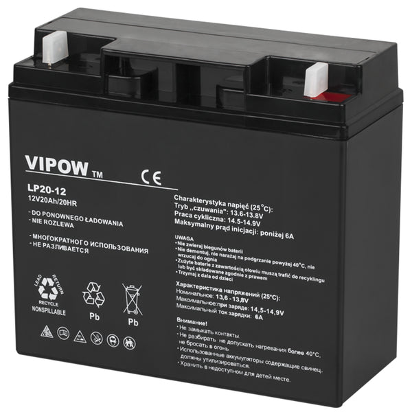 Wartungsfreie Vipow 12V 20Ah Gel-Batterie Abmessungen 181 x 77 x 167 mm