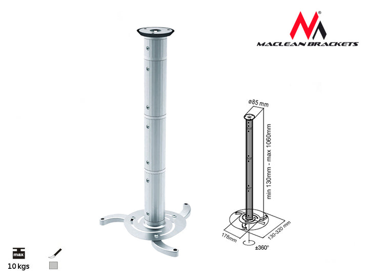 Maclean Brackets Beamerhalterung MC-517S Halterung Deckenhalterung Projektorhalterung