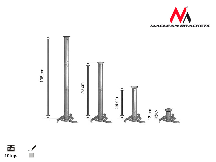 Maclean Brackets Beamerhalterung MC-517S Halterung Deckenhalterung Projektorhalterung