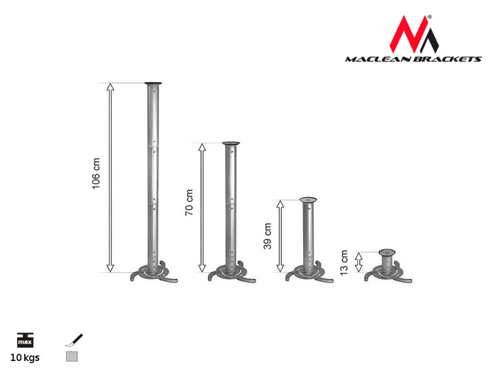 Maclean Brackets Beamerhalterung MC-517S Halterung Deckenhalterung Projektorhalterung