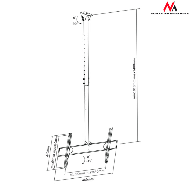 Maclean MC-631 TV Deckenhalterung 2 Maximale VESA Norm:VESA 75 x 75