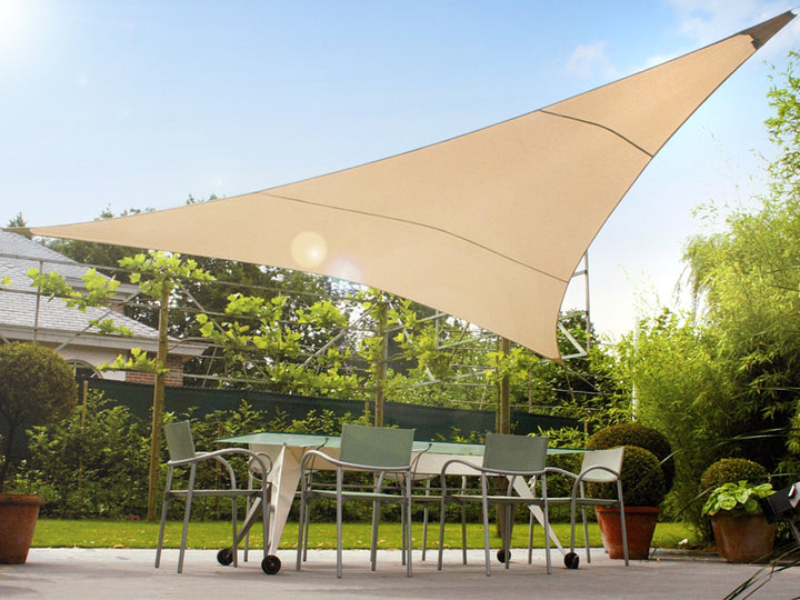 UV-Polyester-Gartensegel 5m Dreieck GrünBlau GB502 Creme