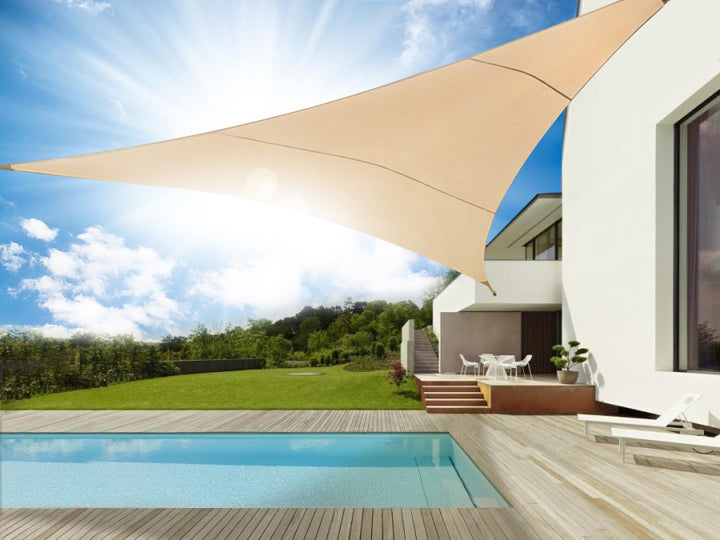UV-Polyester-Gartensegel 5m Dreieck GrünBlau GB502 Creme
