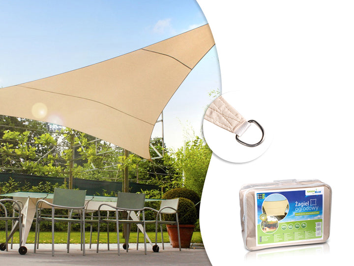 UV-Polyester-Gartensegel 5m Dreieck GrünBlau GB502 Creme