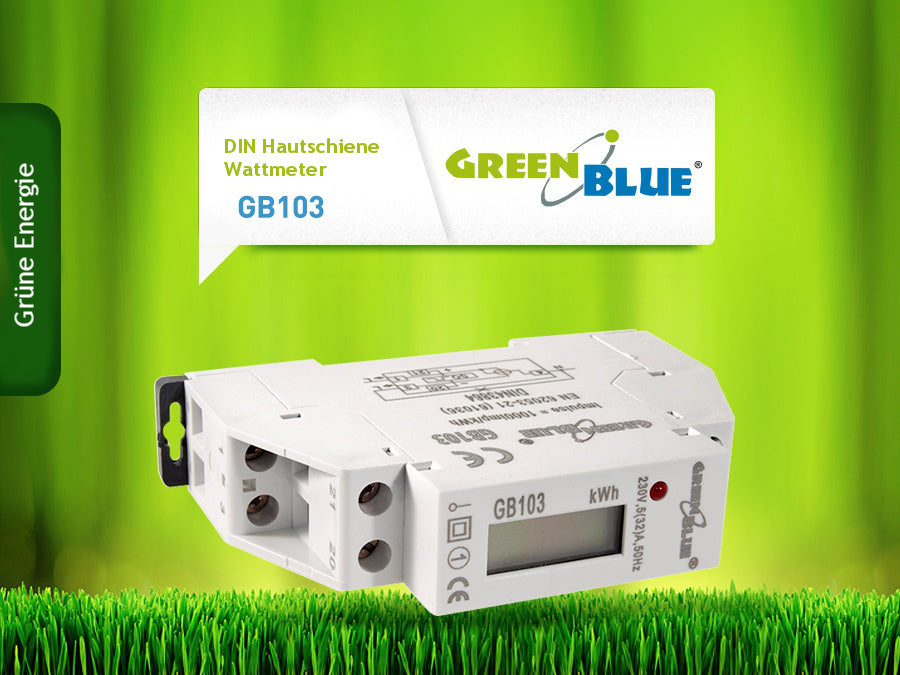 Energiezähler DIN-Schiene LCD-Anzeige GreenBlue GB103