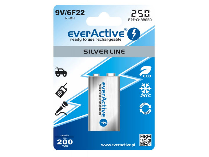 Akku everActive Ni-MH 9V 6F22 250mAh Silver Line
