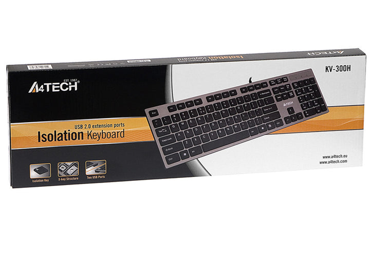 Tastatur KV-300H Slim USB Hub USB A4-Tech ultra flach