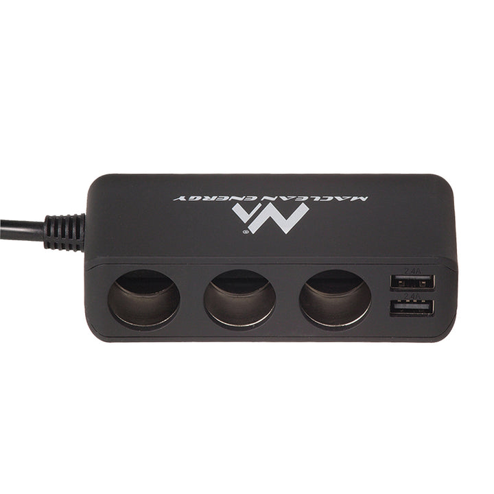 Maclean Auto-Zigarettenanzünder-Steckdosen-Verteiler, Voltmeter, 3 Zigarettenanzünder-Steckdosen, 4xUSB, 4,8A, max 120W, schwarz, gummiert, MCE117