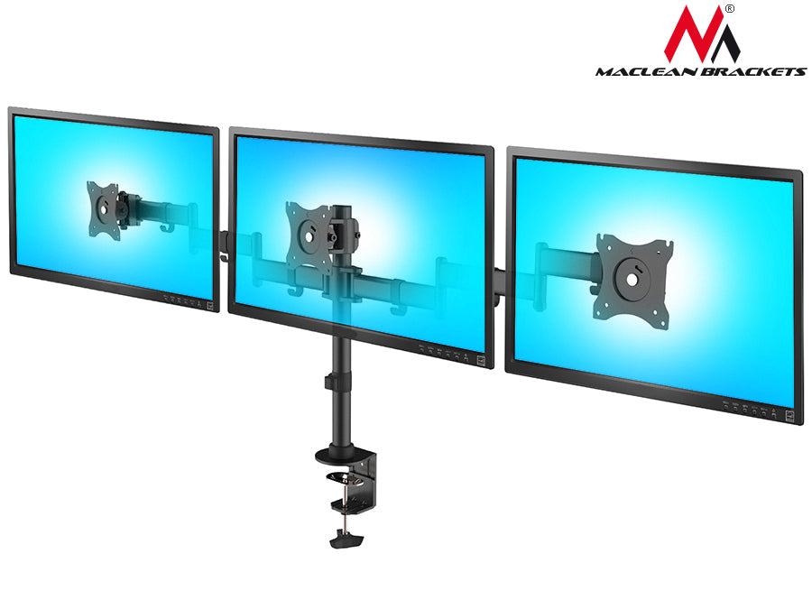 Maclean MC-691 3-Fach Tischhalterung Multi Monitorarm Monitorhalterung 13"-27" 3x8kg VESA 75x75 100x100