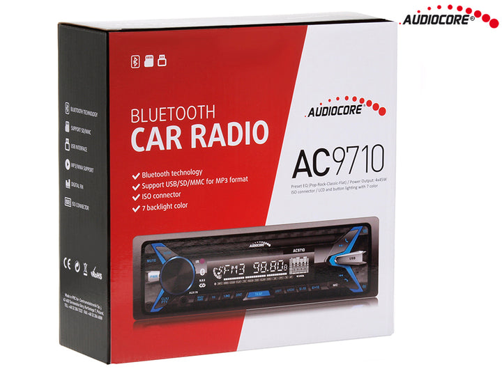 Autoradio Bluetooth Panel Mehrfarbig MP3 / WMA / USB / RDS / SD ISO Audiocore AC9710 B