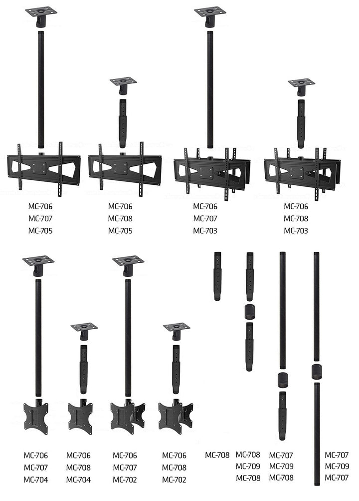 Halterung Maclean, Universal, für zwei TV-Geräte, vorne/hinten, 23-42", Max vesa 200x200, PROFI MARKET SYSTEM, Schwarz, 50kg, MC-702