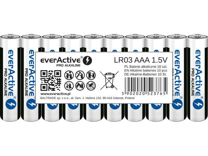 Alkalibatterien everActive LR03 AAA Set mit 10 Batterien