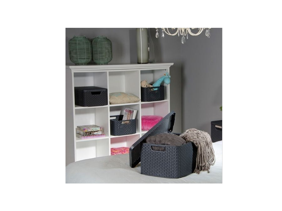 Curver Korb, Mehrzweck, mit Deckel, grau, Rattan Style L