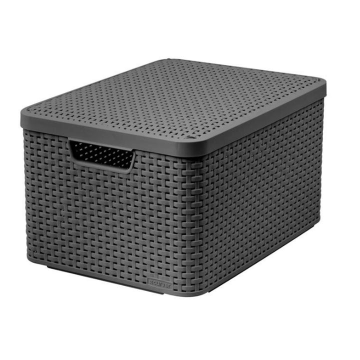 Curver Korb, Mehrzweck, mit Deckel, grau, Rattan Style L